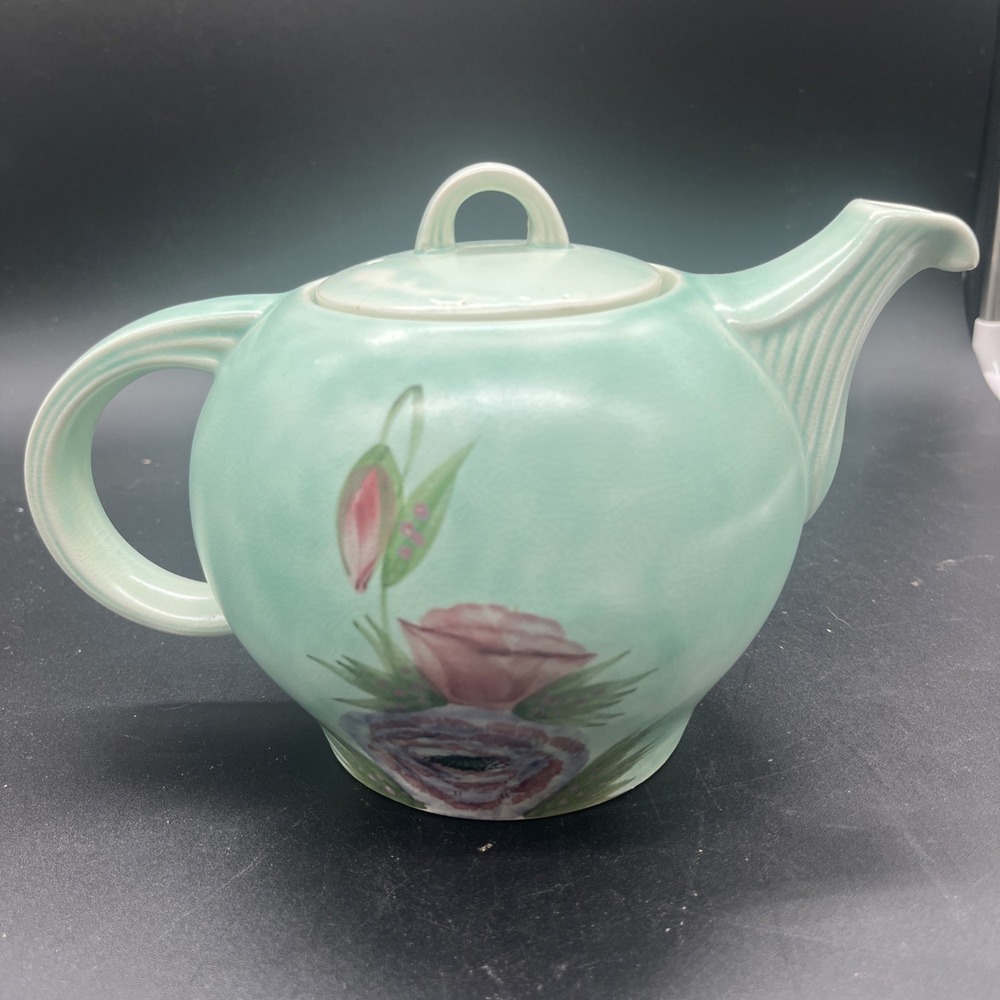 Vintage E Radford Pottery Hand Painted Floral Teapot England Art Deco Shape 340